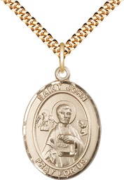 [7056GF/24G] 14kt Gold Filled Saint John the Apostle Pendant on a 24 inch Gold Plate Heavy Curb chain