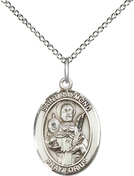 [8091SS/18SS] Sterling Silver Saint Raymond Nonnatus Pendant on a 18 inch Sterling Silver Light Curb chain