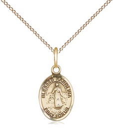 [9283GF/18GF] 14kt Gold Filled Blessed Karolina Kozkowna Pendant on a 18 inch Gold Filled Light Curb chain