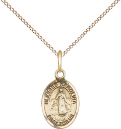 [9283GF/18GF] 14kt Gold Filled Blessed Karolina Kozkowna Pendant on a 18 inch Gold Filled Light Curb chain