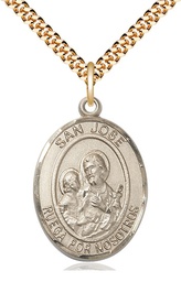 [7058SPGF/24G] 14kt Gold Filled San Jose Pendant on a 24 inch Gold Plate Heavy Curb chain