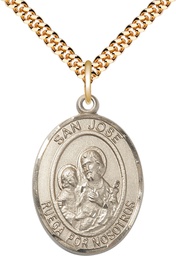 [7058SPGF/24G] 14kt Gold Filled San Jose Pendant on a 24 inch Gold Plate Heavy Curb chain