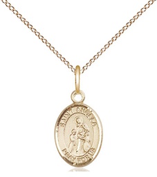 [9284GF/18GF] 14kt Gold Filled Saint Angela Merici Pendant on a 18 inch Gold Filled Light Curb chain