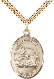 [7059GF/24G] 14kt Gold Filled Saint Joshua Pendant on a 24 inch Gold Plate Heavy Curb chain
