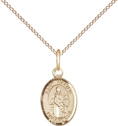 [9285GF/18GF] 14kt Gold Filled Saint Walter of Pontnoise Pendant on a 18 inch Gold Filled Light Curb chain