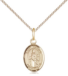 [9285GF/18GF] 14kt Gold Filled Saint Walter of Pontnoise Pendant on a 18 inch Gold Filled Light Curb chain