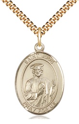 [7060GF/24G] 14kt Gold Filled Saint Jude Pendant on a 24 inch Gold Plate Heavy Curb chain