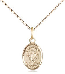 [9293GF/18GF] 14kt Gold Filled Saint Aedan of Ferns Pendant on a 18 inch Gold Filled Light Curb chain