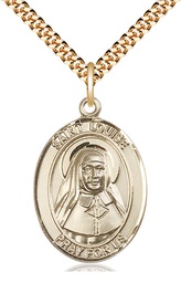[7064GF/24G] 14kt Gold Filled Saint Louise de Marillac Pendant on a 24 inch Gold Plate Heavy Curb chain