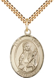 [7065GF/24G] 14kt Gold Filled Saint Lucia of Syracuse Pendant on a 24 inch Gold Plate Heavy Curb chain
