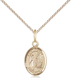 [9298GF/18GF] 14kt Gold Filled Saint Fiacre Pendant on a 18 inch Gold Filled Light Curb chain