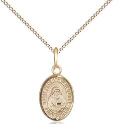 [9302GF/18GF] 14kt Gold Filled Saint Bede the Venerable Pendant on a 18 inch Gold Filled Light Curb chain