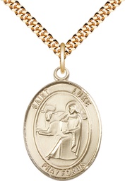 [7068GF/24G] 14kt Gold Filled Saint Luke the Apostle Pendant on a 24 inch Gold Plate Heavy Curb chain