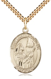 [7071GF/24G] 14kt Gold Filled Saint Mary Magdalene Pendant on a 24 inch Gold Plate Heavy Curb chain