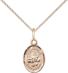 [9309GF/18GF] 14kt Gold Filled Saint Rosalia Pendant on a 18 inch Gold Filled Light Curb chain