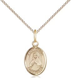 [9312GF/18GF] 14kt Gold Filled Saint Olivia Pendant on a 18 inch Gold Filled Light Curb chain