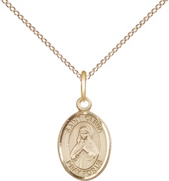 [9312GF/18GF] 14kt Gold Filled Saint Olivia Pendant on a 18 inch Gold Filled Light Curb chain