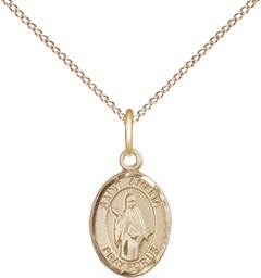 [9313GF/18GF] 14kt Gold Filled Saint Amelia Pendant on a 18 inch Gold Filled Light Curb chain