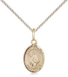 [9313GF/18GF] 14kt Gold Filled Saint Amelia Pendant on a 18 inch Gold Filled Light Curb chain