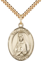 [7075GF/24G] 14kt Gold Filled Saint Martha Pendant on a 24 inch Gold Plate Heavy Curb chain