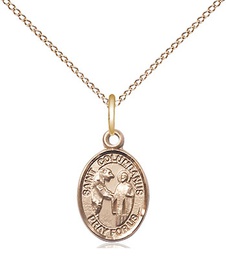 [9321GF/18GF] 14kt Gold Filled Saint Columbanus Pendant on a 18 inch Gold Filled Light Curb chain