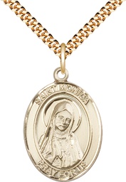 [7079GF/24G] 14kt Gold Filled Saint Monica Pendant on a 24 inch Gold Plate Heavy Curb chain