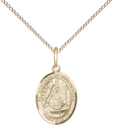 [9324GF/18GF] 14kt Gold Filled Saint Edburga of Winchester Pendant on a 18 inch Gold Filled Light Curb chain