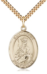 [7081GF/24G] 14kt Gold Filled Saint Louis Pendant on a 24 inch Gold Plate Heavy Curb chain