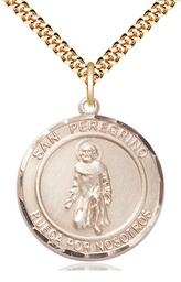[7088RDSPGF/24G] 14kt Gold Filled San Peregrino Pendant on a 24 inch Gold Plate Heavy Curb chain