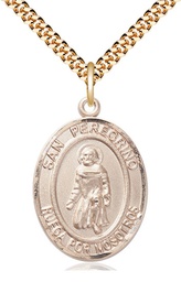 [7088SPGF/24G] 14kt Gold Filled San Peregrino Pendant on a 24 inch Gold Plate Heavy Curb chain