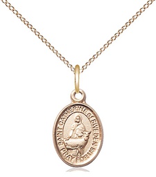 [9336GF/18GF] 14kt Gold Filled Saint Catherine of Sweden Pendant on a 18 inch Gold Filled Light Curb chain