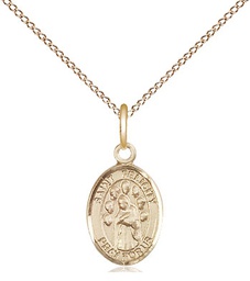 [9341GF/18GF] 14kt Gold Filled Saint Felicity Pendant on a 18 inch Gold Filled Light Curb chain