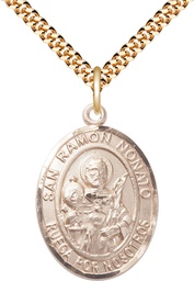 [7091SPGF/24G] 14kt Gold Filled San Raymon Nonato Pendant on a 24 inch Gold Plate Heavy Curb chain