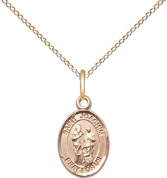 [9348GF/18GF] 14kt Gold Filled Saint Joachim Pendant on a 18 inch Gold Filled Light Curb chain