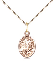 [9354GF/18GF] 14kt Gold Filled Saint Catherine of Bologna Pendant on a 18 inch Gold Filled Light Curb chain