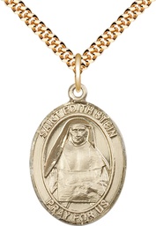 [7103GF/24G] 14kt Gold Filled Saint Edith Stein Pendant on a 24 inch Gold Plate Heavy Curb chain