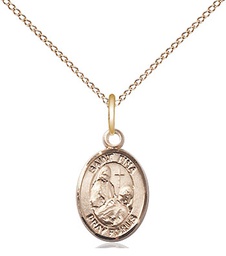 [9364GF/18GF] 14kt Gold Filled Saint Fina Pendant on a 18 inch Gold Filled Light Curb chain