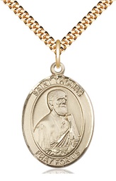 [7107GF/24G] 14kt Gold Filled Saint Thomas the Apostle Pendant on a 24 inch Gold Plate Heavy Curb chain