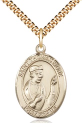 [7109GF/24G] 14kt Gold Filled Saint Thomas More Pendant on a 24 inch Gold Plate Heavy Curb chain