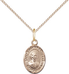 [9370GF/18GF] 14kt Gold Filled Saint John Berchmans Pendant on a 18 inch Gold Filled Light Curb chain