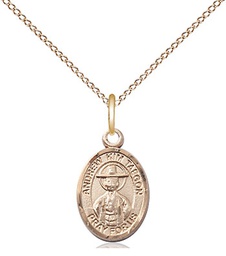 [9373GF/18GF] 14kt Gold Filled Saint Andrew Kim Taegon Pendant on a 18 inch Gold Filled Light Curb chain
