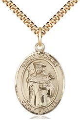 [7113GF/24G] 14kt Gold Filled Saint Casimir of Poland Pendant on a 24 inch Gold Plate Heavy Curb chain