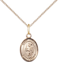 [9378GF/18GF] 14kt Gold Filled Saint Uriel the Archangel Pendant on a 18 inch Gold Filled Light Curb chain