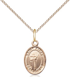 [9381GF/18GF] 14kt Gold Filled Saint Aidan of Lindesfarne Pendant on a 18 inch Gold Filled Light Curb chain