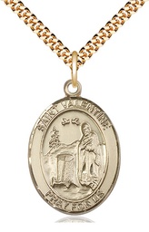 [7121GF/24G] 14kt Gold Filled Saint Valentine of Rome Pendant on a 24 inch Gold Plate Heavy Curb chain