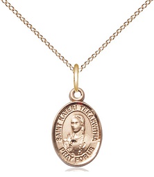 [9438GF/18GF] 14kt Gold Filled Saint Kateri Tekakwitha Pendant on a 18 inch Gold Filled Light Curb chain