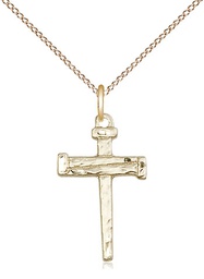 [0012GF/18GF] 14kt Gold Filled Nail Cross Pendant on a 18 inch Gold Filled Light Curb chain