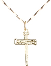 [0012GF/18GF] 14kt Gold Filled Nail Cross Pendant on a 18 inch Gold Filled Light Curb chain