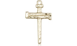 [0012KT] 14kt Gold Nail Cross Medal