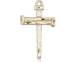 [0013KT] 14kt Gold Nail Cross Medal